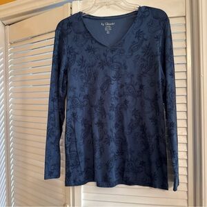 Chico's Blue Paisley Long Sleeve Top size 2/12